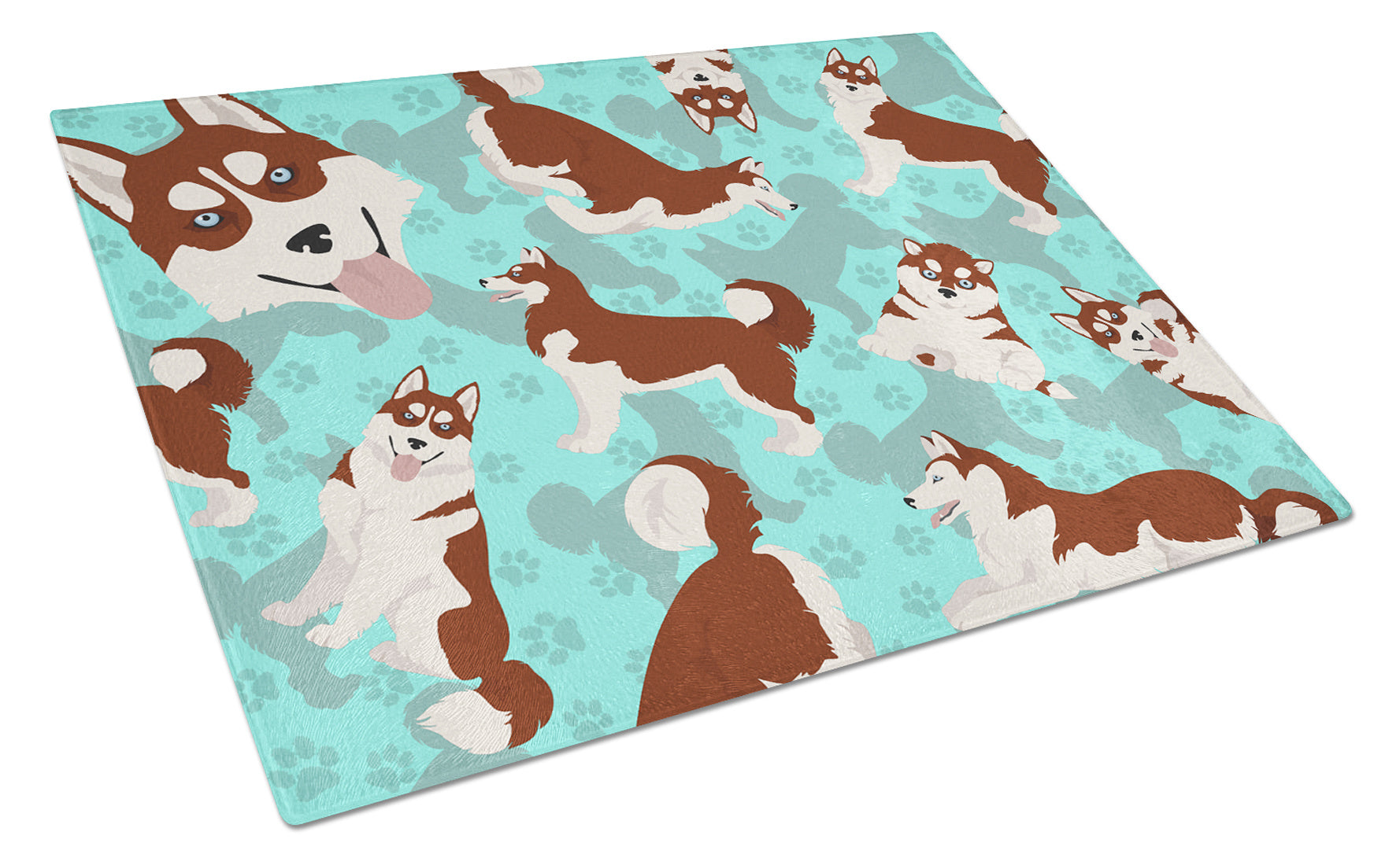 Red Siberian Husky Glass Cutting Board Decorative Tempered Glass Kitchen Cutting and Serving Board Large Size Chopping Board