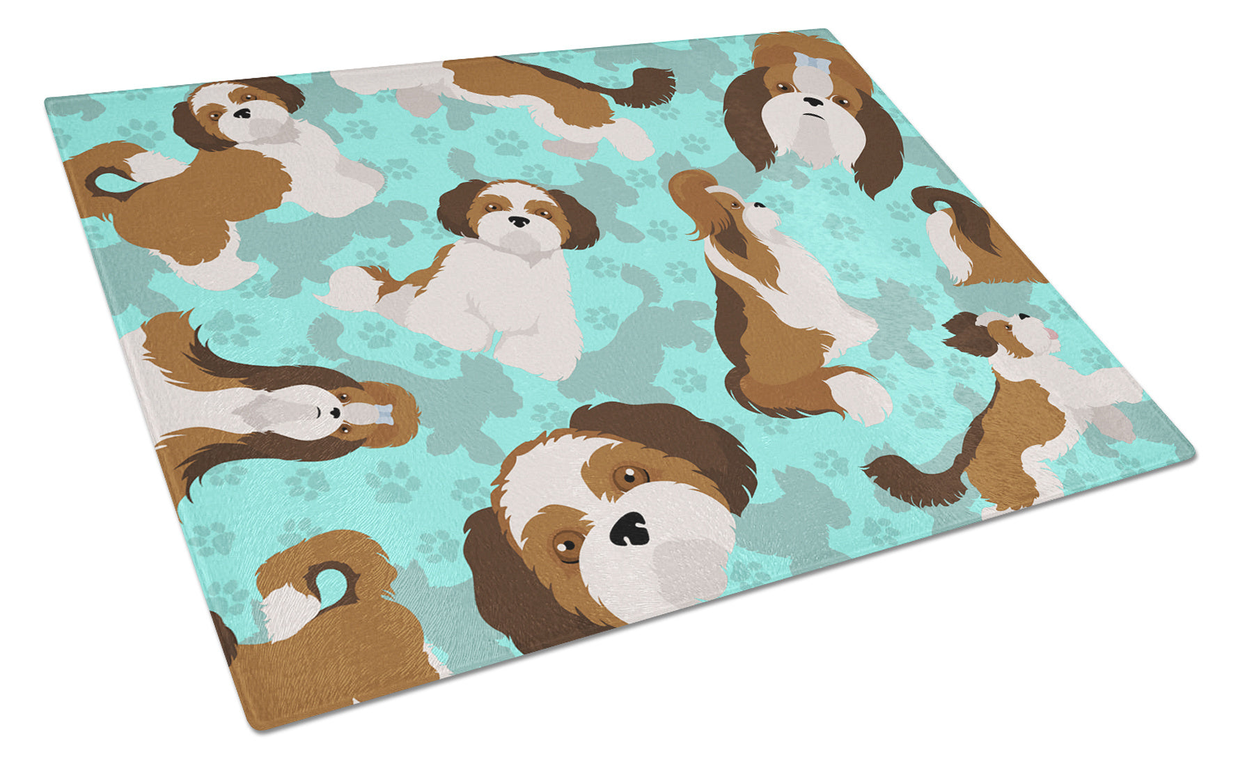 Shih Tzu Glass Cutting Board Decorative Tempered Glass Kitchen Cutting and Serving Board Large Size Chopping Board