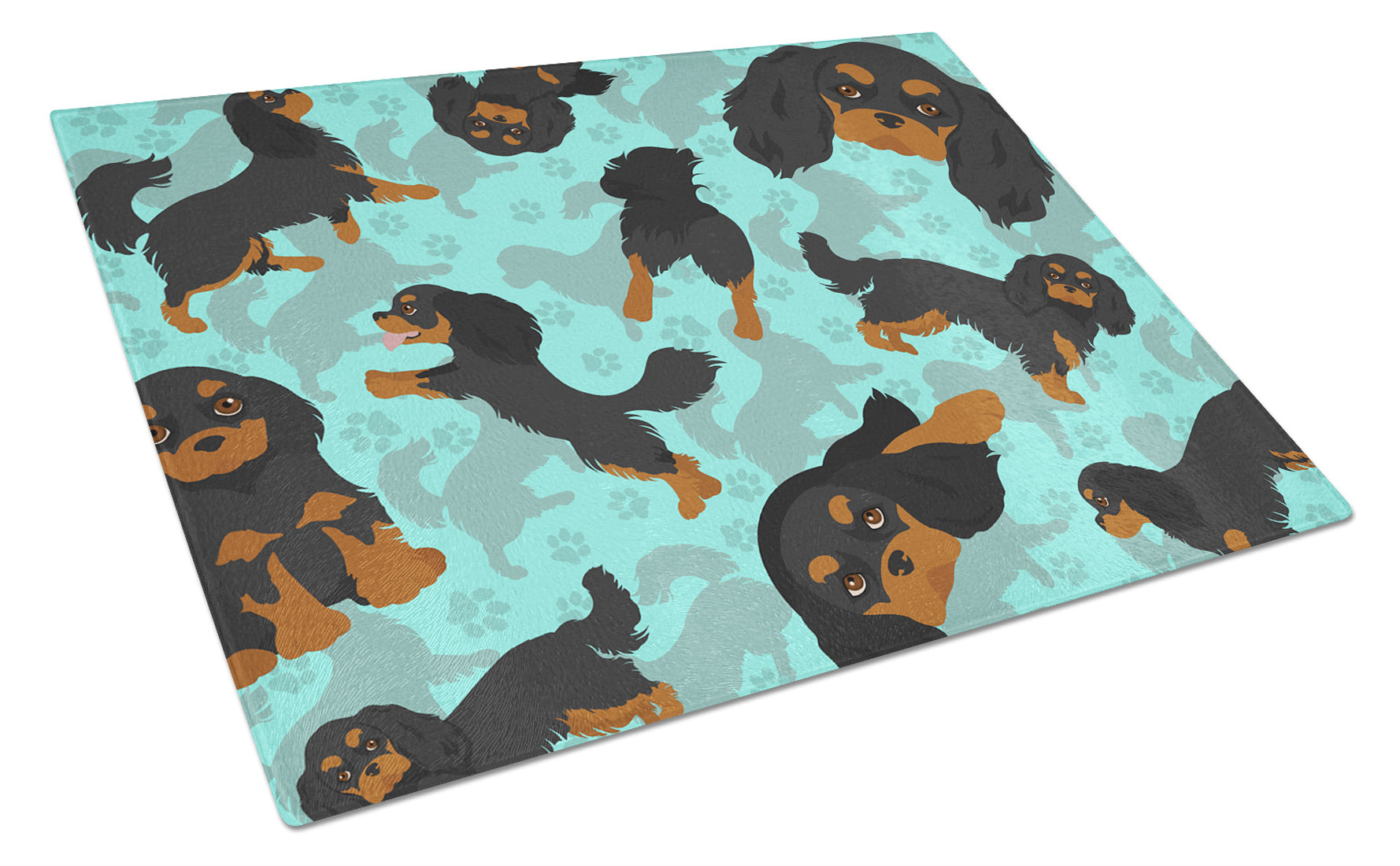 Black and Tan Cavalier King Charles Spaniel Glass Cutting Board Decorative Tempered Glass Kitchen Cutting and Serving Board Large Size Chopping Board