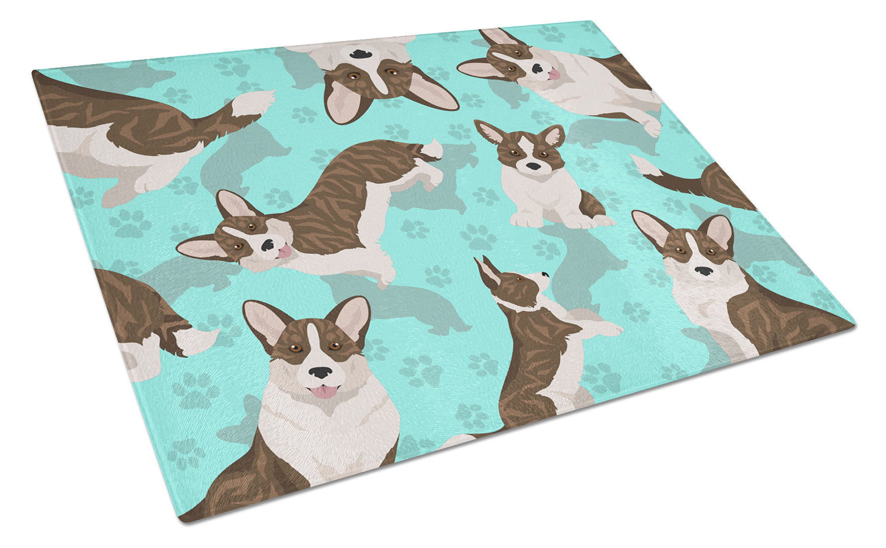 Brindle Cardigan Corgi Glass Cutting Board Decorative Tempered Glass Kitchen Cutting and Serving Board Large Size Chopping Board