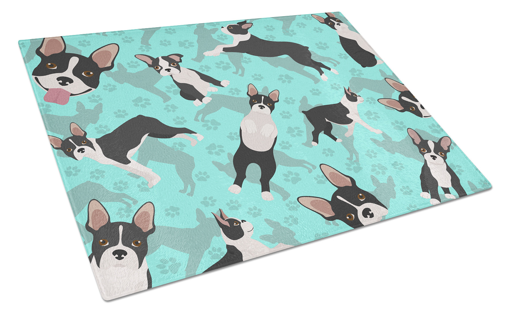 Boston Terrier Glass Cutting Board Decorative Tempered Glass Kitchen Cutting and Serving Board Large Size Chopping Board