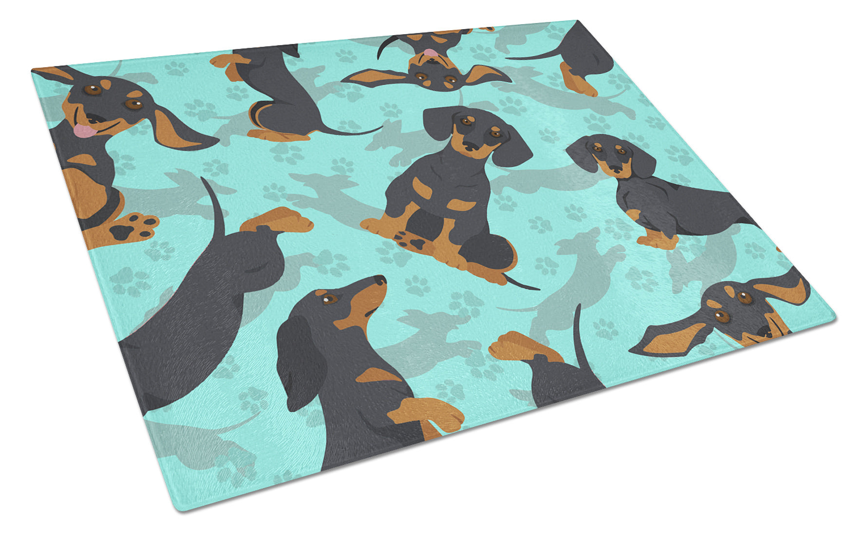 Black and Tan Dachshund Glass Cutting Board Decorative Tempered Glass Kitchen Cutting and Serving Board Large Size Chopping Board