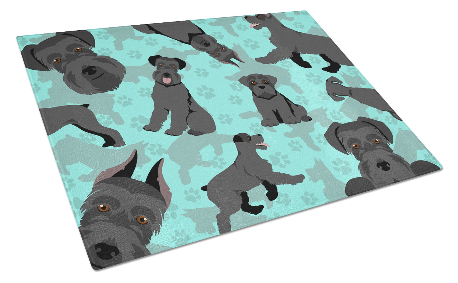 Black Schnauzer Glass Cutting Board Decorative Tempered Glass Kitchen Cutting and Serving Board Large Size Chopping Board