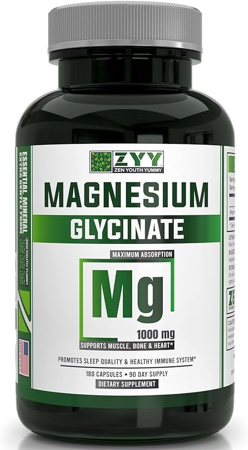 Magnesium Glycinate , High Absorption Magnesium for Muscle Relief, Bone & Heart Support -Vegan, Non-GMO, Gluten-Free 180 Tablets