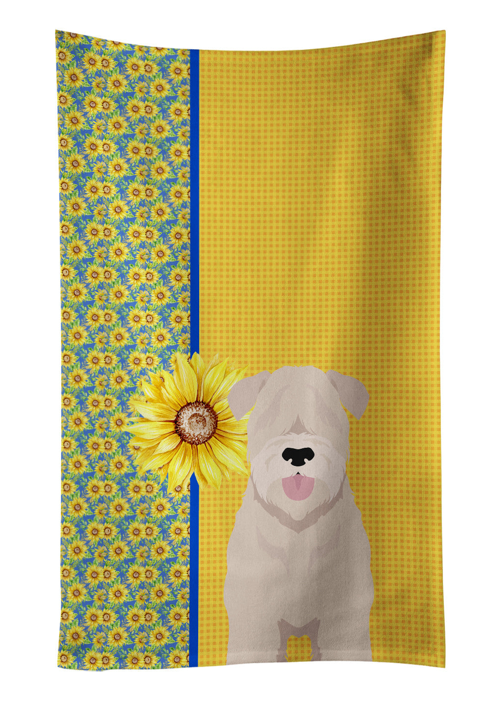 Summer Sunflowers Soft Coated Wheaten Terrier Kitchen Towel Dish Cloths Guest Hand Towel Decorative Bathroom Towel for Face,Tea, Dishcloth, Kitchen and Bath