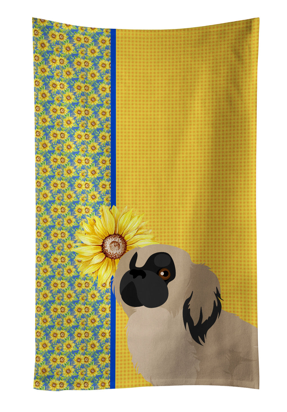 Summer Sunflowers Cream Pekingese Kitchen Towel Dish Cloths Guest Hand Towel Decorative Bathroom Towel for Face,Tea, Dishcloth, Kitchen and Bath