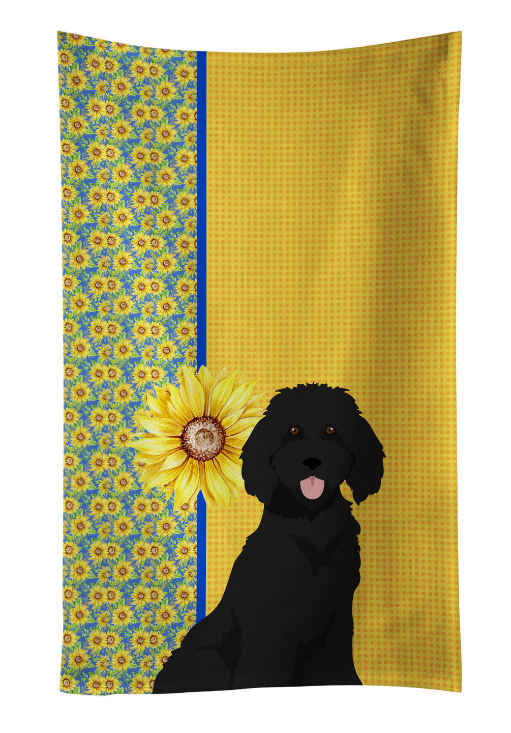 Summer Sunflowers Standard Black Poodle Kitchen Towel Dish Cloths Guest Hand Towel Decorative Bathroom Towel for Face,Tea, Dishcloth, Kitchen and Bath