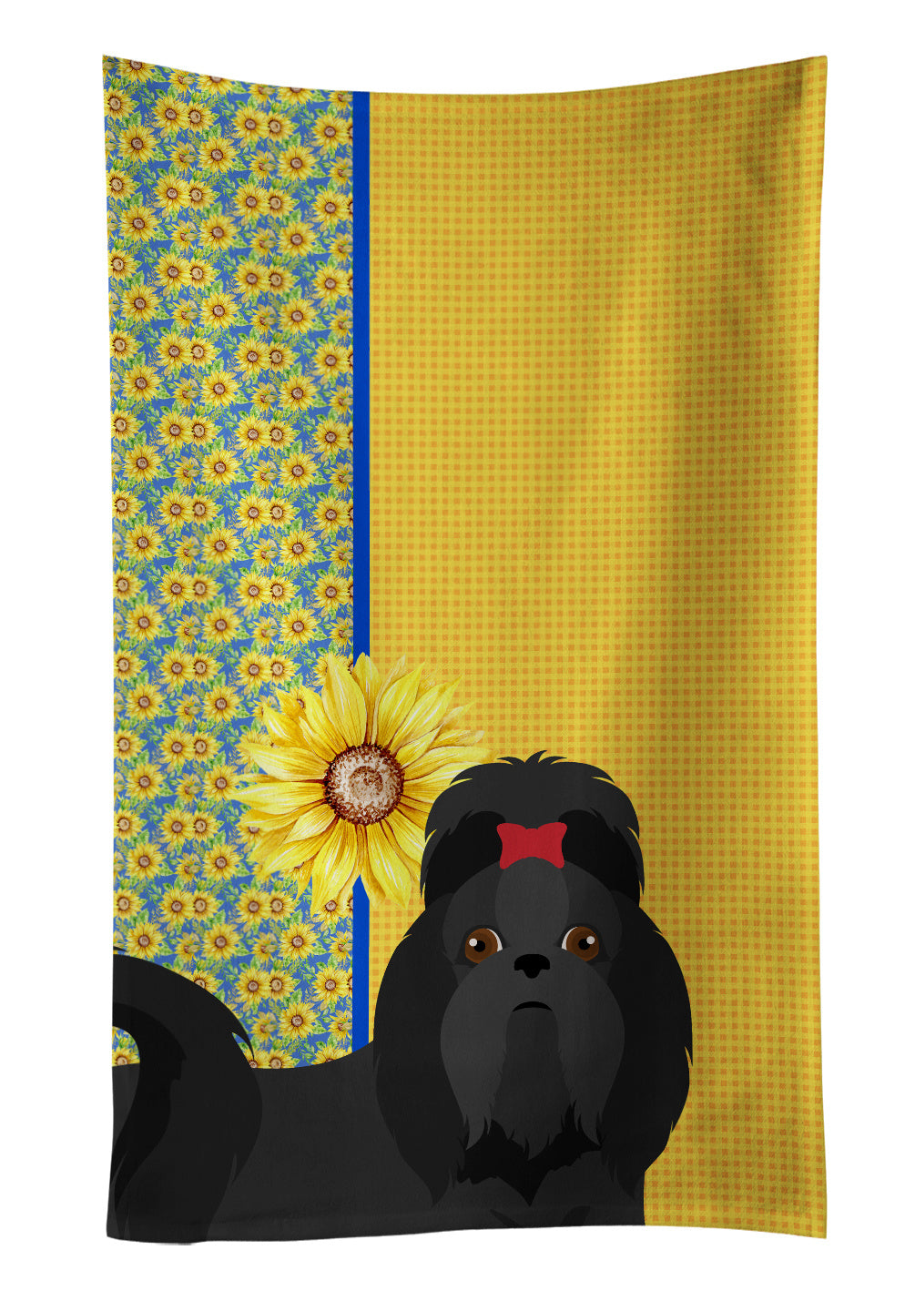 Summer Sunflowers Black Shih Tzu Kitchen Towel Dish Cloths Guest Hand Towel Decorative Bathroom Towel for Face,Tea, Dishcloth, Kitchen and Bath