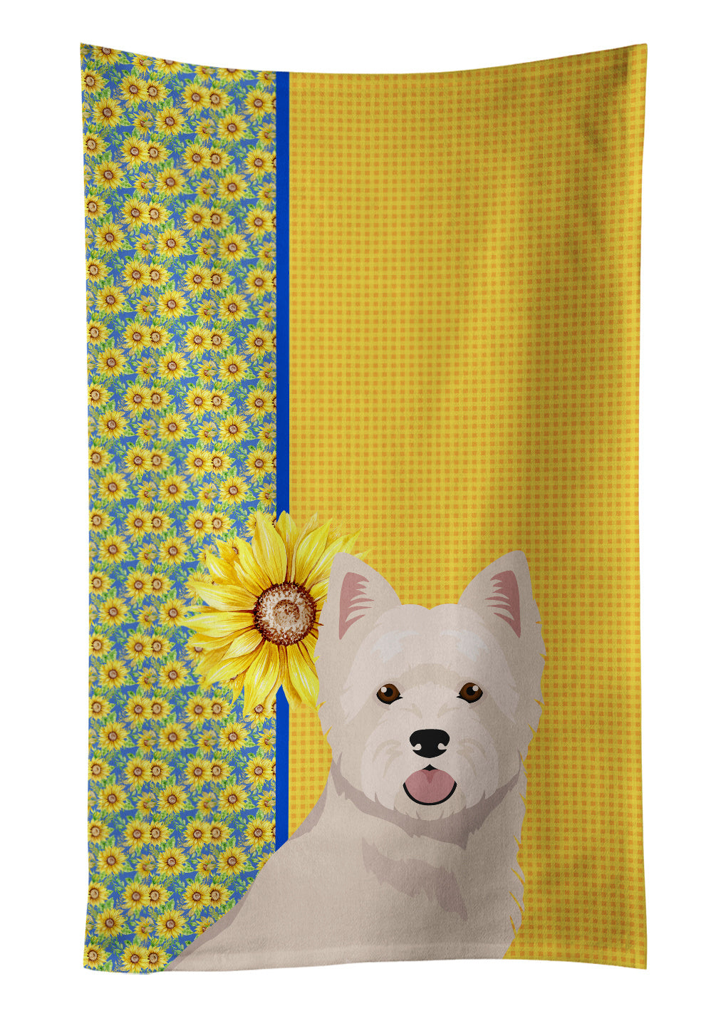 Summer Sunflowers Westie West Highland White Terrier Kitchen Towel Dish Cloths Guest Hand Towel Decorative Bathroom Towel for Face,Tea, Dishcloth, Kitchen and Bath