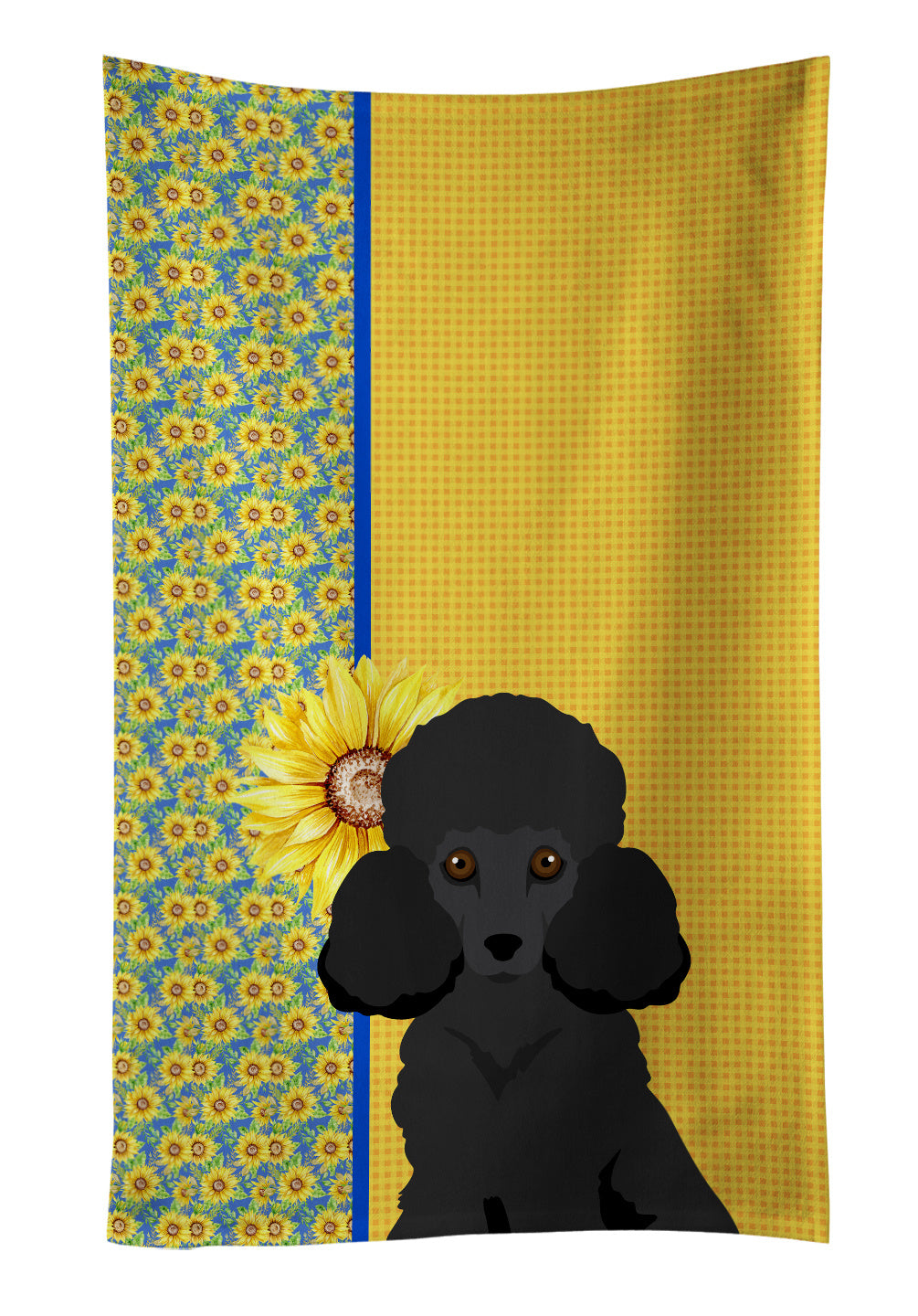 Summer Sunflowers Toy Black Poodle Kitchen Towel Dish Cloths Guest Hand Towel Decorative Bathroom Towel for Face,Tea, Dishcloth, Kitchen and Bath