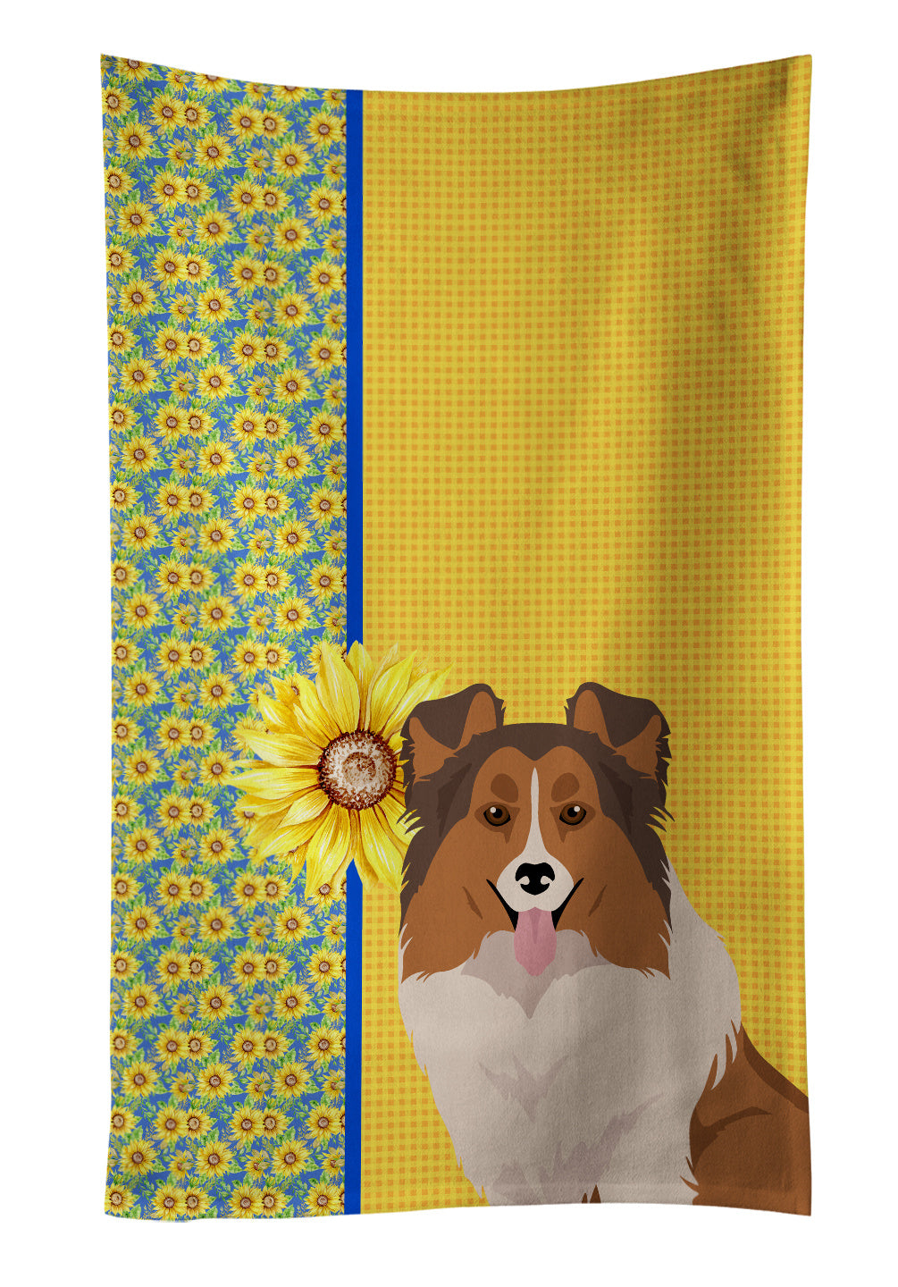 Summer Sunflowers Sable Sheltie Kitchen Towel Dish Cloths Guest Hand Towel Decorative Bathroom Towel for Face,Tea, Dishcloth, Kitchen and Bath