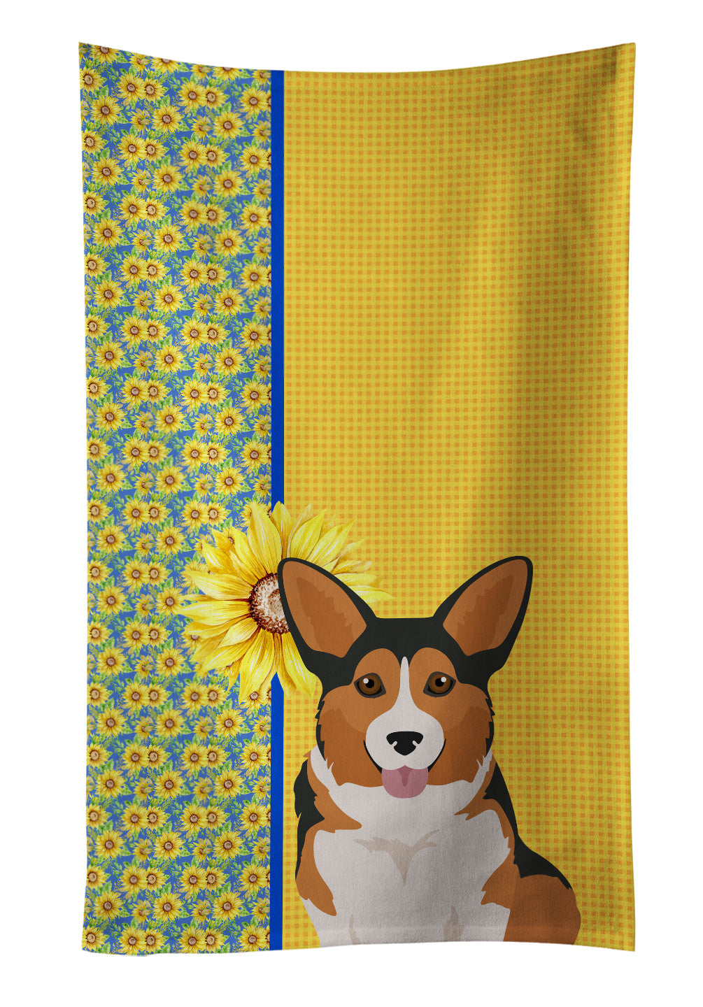 Summer Sunflowers Sable Pembroke Corgi Kitchen Towel Dish Cloths Guest Hand Towel Decorative Bathroom Towel for Face,Tea, Dishcloth, Kitchen and Bath