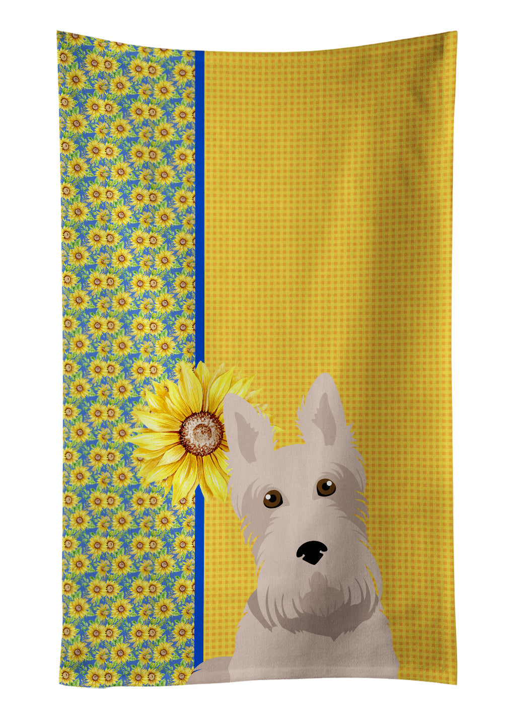 Summer Sunflowers Wheaten Scottish Terrier Kitchen Towel Dish Cloths Guest Hand Towel Decorative Bathroom Towel for Face,Tea, Dishcloth, Kitchen and Bath