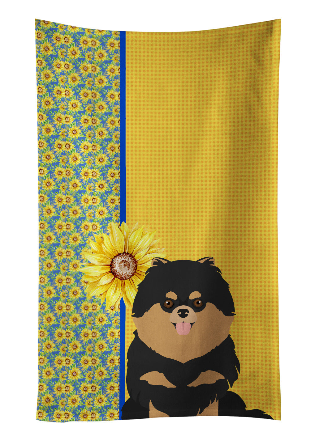 Summer Sunflowers Black and Tan Pomeranian Kitchen Towel Dish Cloths Guest Hand Towel Decorative Bathroom Towel for Face,Tea, Dishcloth, Kitchen and Bath