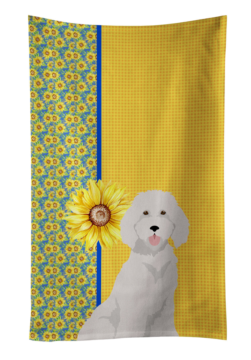 Summer Sunflowers Standard White Poodle Kitchen Towel Dish Cloths Guest Hand Towel Decorative Bathroom Towel for Face,Tea, Dishcloth, Kitchen and Bath