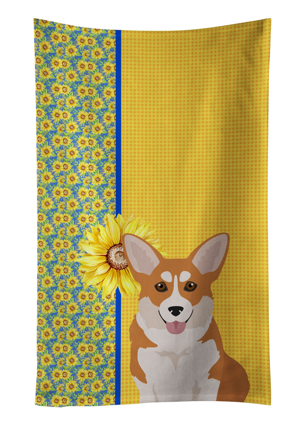 Summer Sunflowers Red Pembroke Corgi Kitchen Towel Dish Cloths Guest Hand Towel Decorative Bathroom Towel for Face,Tea, Dishcloth, Kitchen and Bath