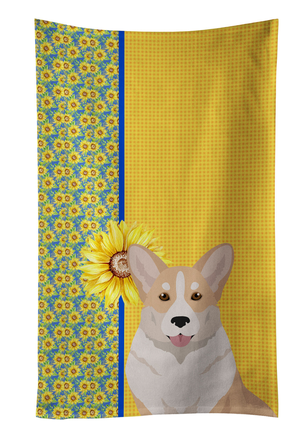 Summer Sunflowers Fawn Cardigan Corgi Kitchen Towel Dish Cloths Guest Hand Towel Decorative Bathroom Towel for Face,Tea, Dishcloth, Kitchen and Bath