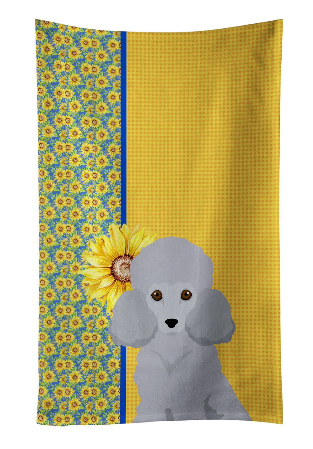 Summer Sunflowers Toy Silver Poodle Kitchen Towel Dish Cloths Guest Hand Towel Decorative Bathroom Towel for Face,Tea, Dishcloth, Kitchen and Bath