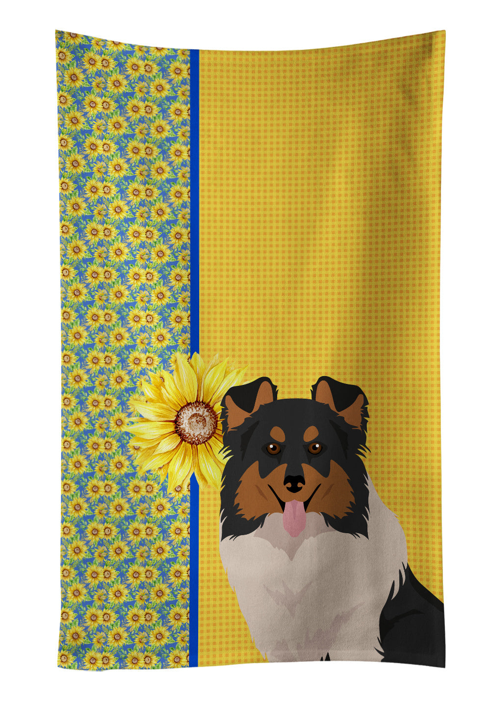 Summer Sunflowers Tricolor Sheltie Kitchen Towel Dish Cloths Guest Hand Towel Decorative Bathroom Towel for Face,Tea, Dishcloth, Kitchen and Bath