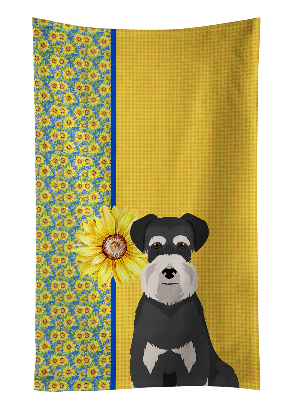 Summer Sunflowers Black and Silver Natural Ears Schnauzer Kitchen Towel Dish Cloths Guest Hand Towel Decorative Bathroom Towel for Face,Tea, Dishcloth, Kitchen and Bath