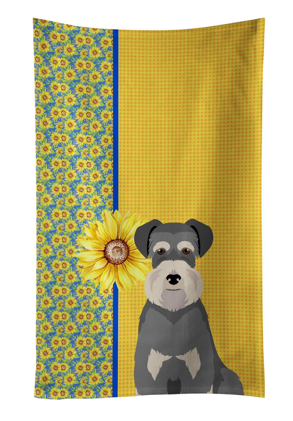 Summer Sunflowers Salt Pepper Natural Ears Schnauzer Kitchen Towel Dish Cloths Guest Hand Towel Decorative Bathroom Towel for Face,Tea, Dishcloth, Kitchen and Bath