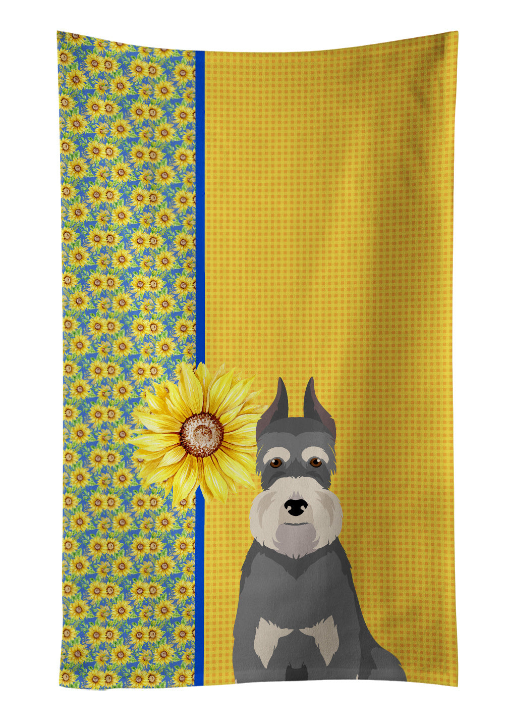 Summer Sunflowers Salt Pepper Schnauzer Kitchen Towel Dish Cloths Guest Hand Towel Decorative Bathroom Towel for Face,Tea, Dishcloth, Kitchen and Bath