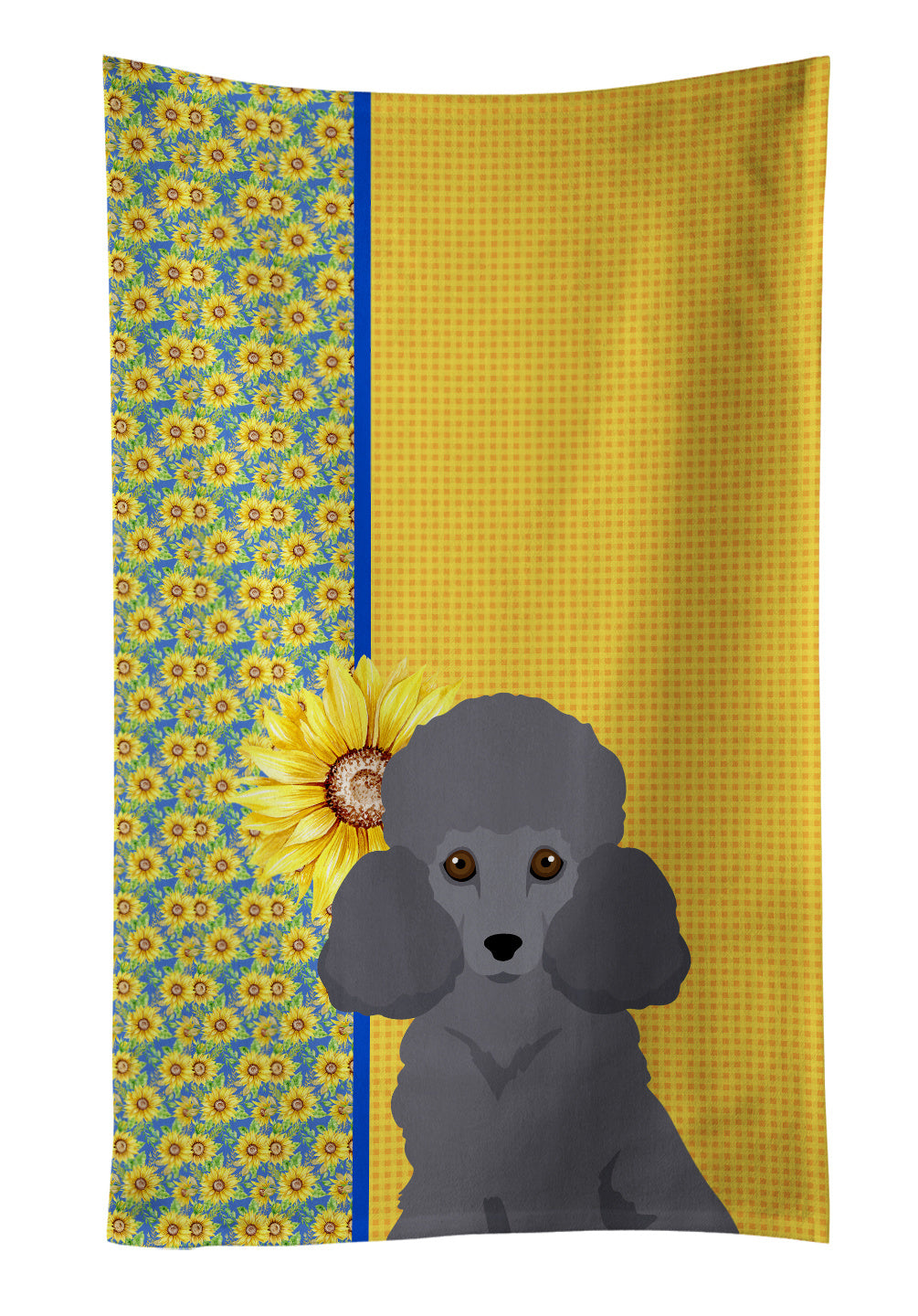 Summer Sunflowers Toy Grey Poodle Kitchen Towel Dish Cloths Guest Hand Towel Decorative Bathroom Towel for Face,Tea, Dishcloth, Kitchen and Bath