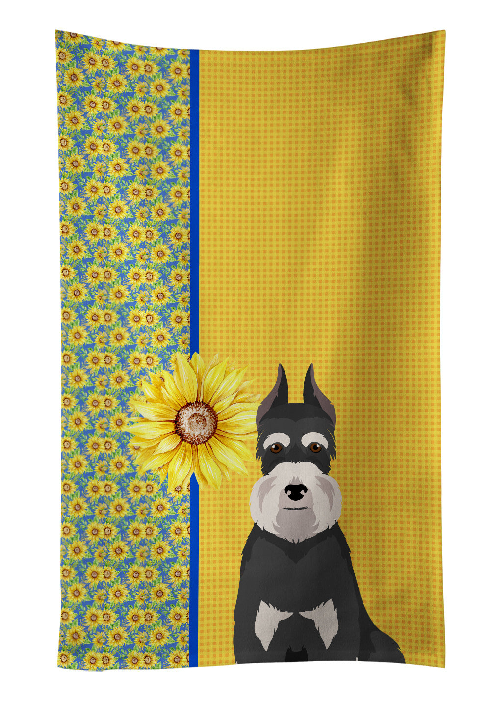 Summer Sunflowers Black and Silver Schnauzer Kitchen Towel Dish Cloths Guest Hand Towel Decorative Bathroom Towel for Face,Tea, Dishcloth, Kitchen and Bath