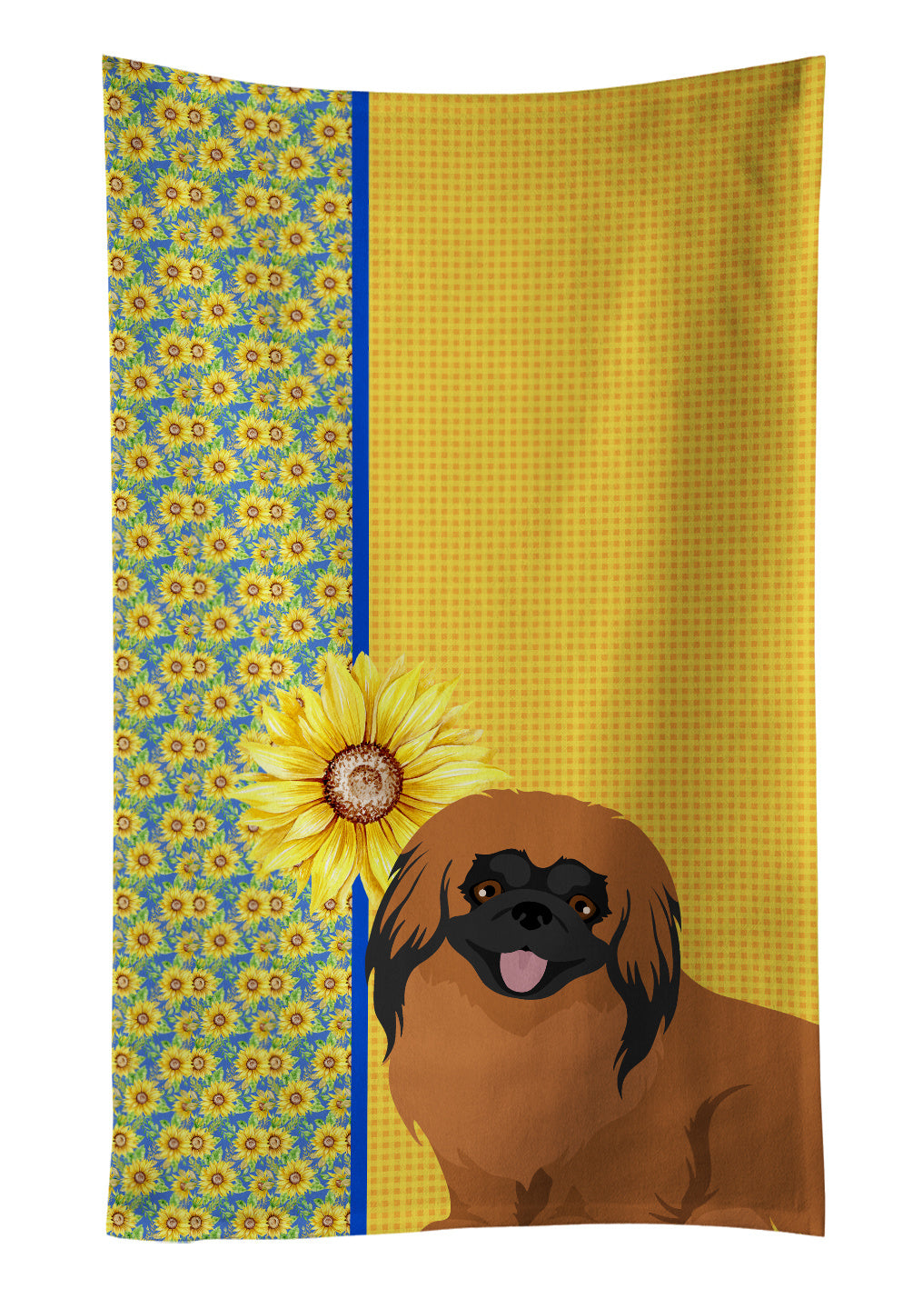 Summer Sunflowers Red Pekingese Kitchen Towel Dish Cloths Guest Hand Towel Decorative Bathroom Towel for Face,Tea, Dishcloth, Kitchen and Bath