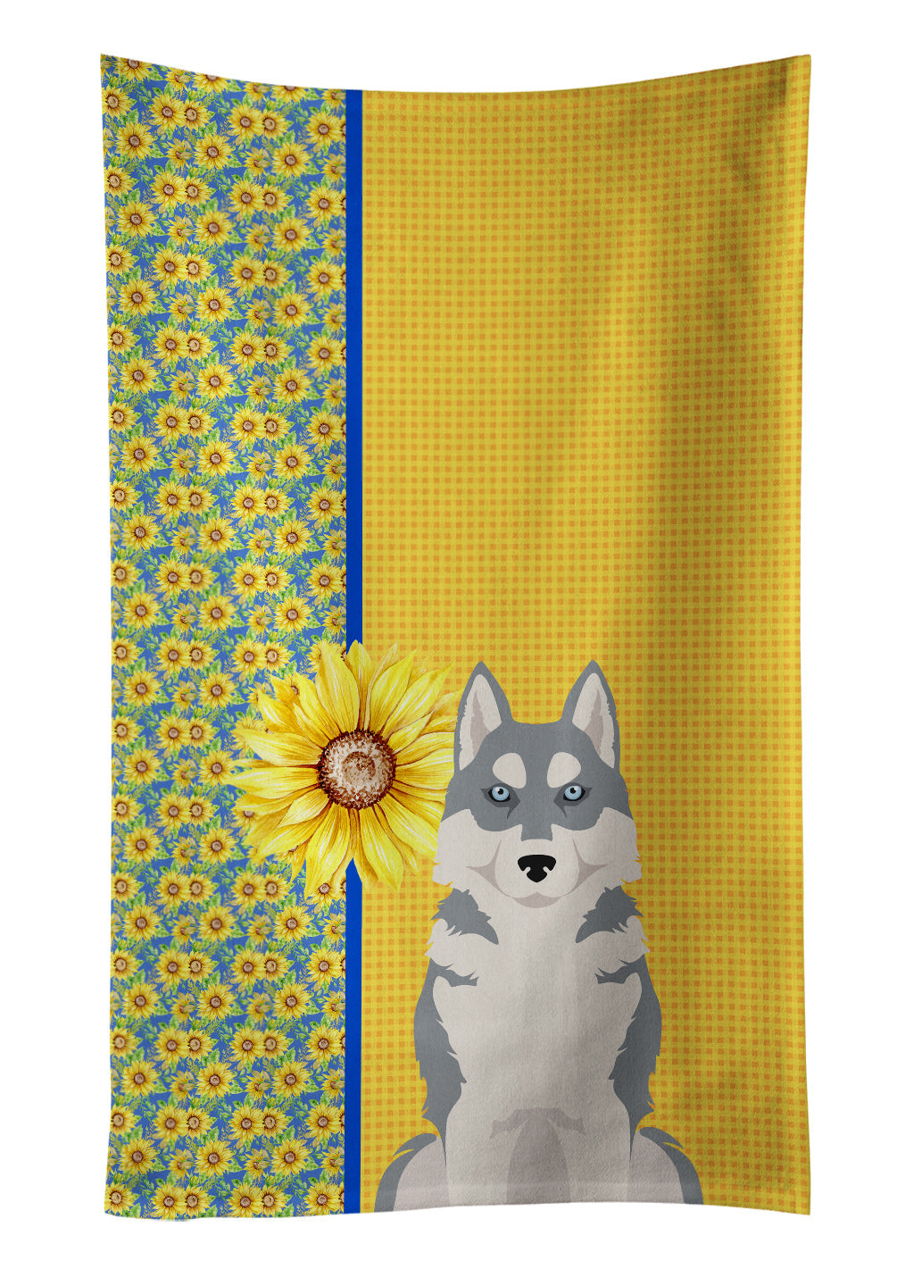 Summer Sunflowers Grey Siberian Husky Kitchen Towel Dish Cloths Guest Hand Towel Decorative Bathroom Towel for Face,Tea, Dishcloth, Kitchen and Bath