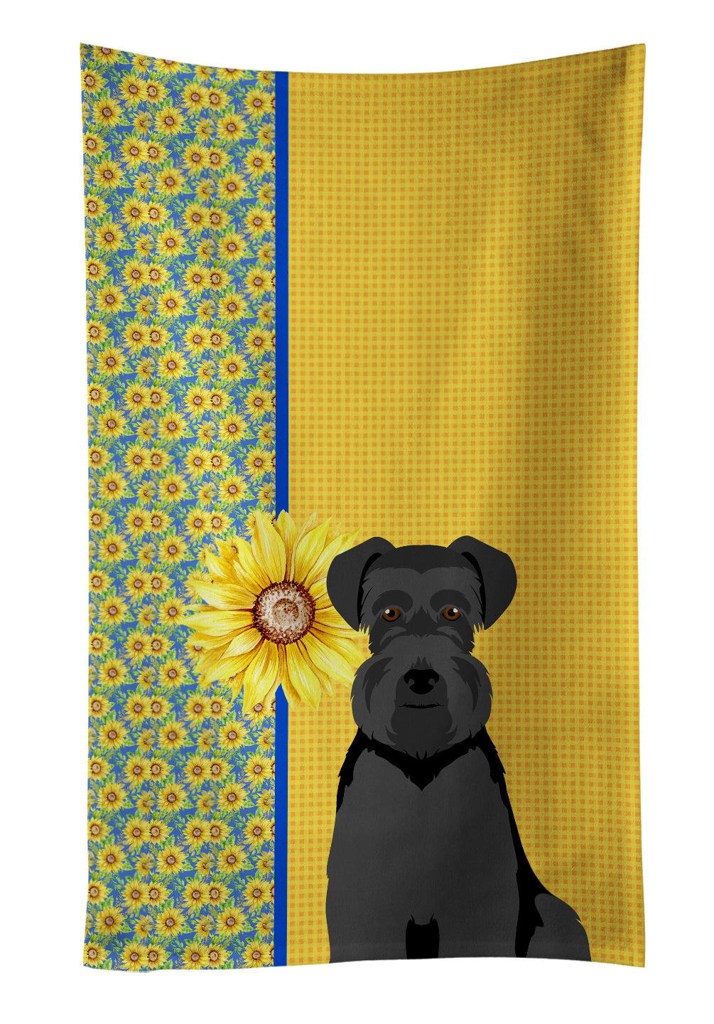 Summer Sunflowers Black Natural Ears Schnauzer Kitchen Towel Dish Cloths Guest Hand Towel Decorative Bathroom Towel for Face,Tea, Dishcloth, Kitchen and Bath