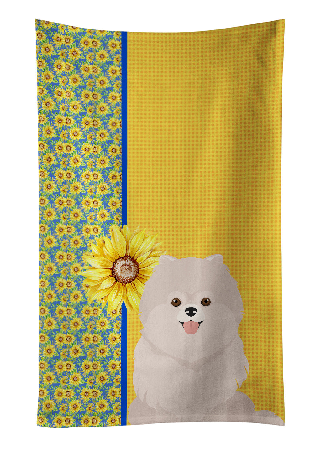 Summer Sunflowers White Pomeranian Kitchen Towel Dish Cloths Guest Hand Towel Decorative Bathroom Towel for Face,Tea, Dishcloth, Kitchen and Bath