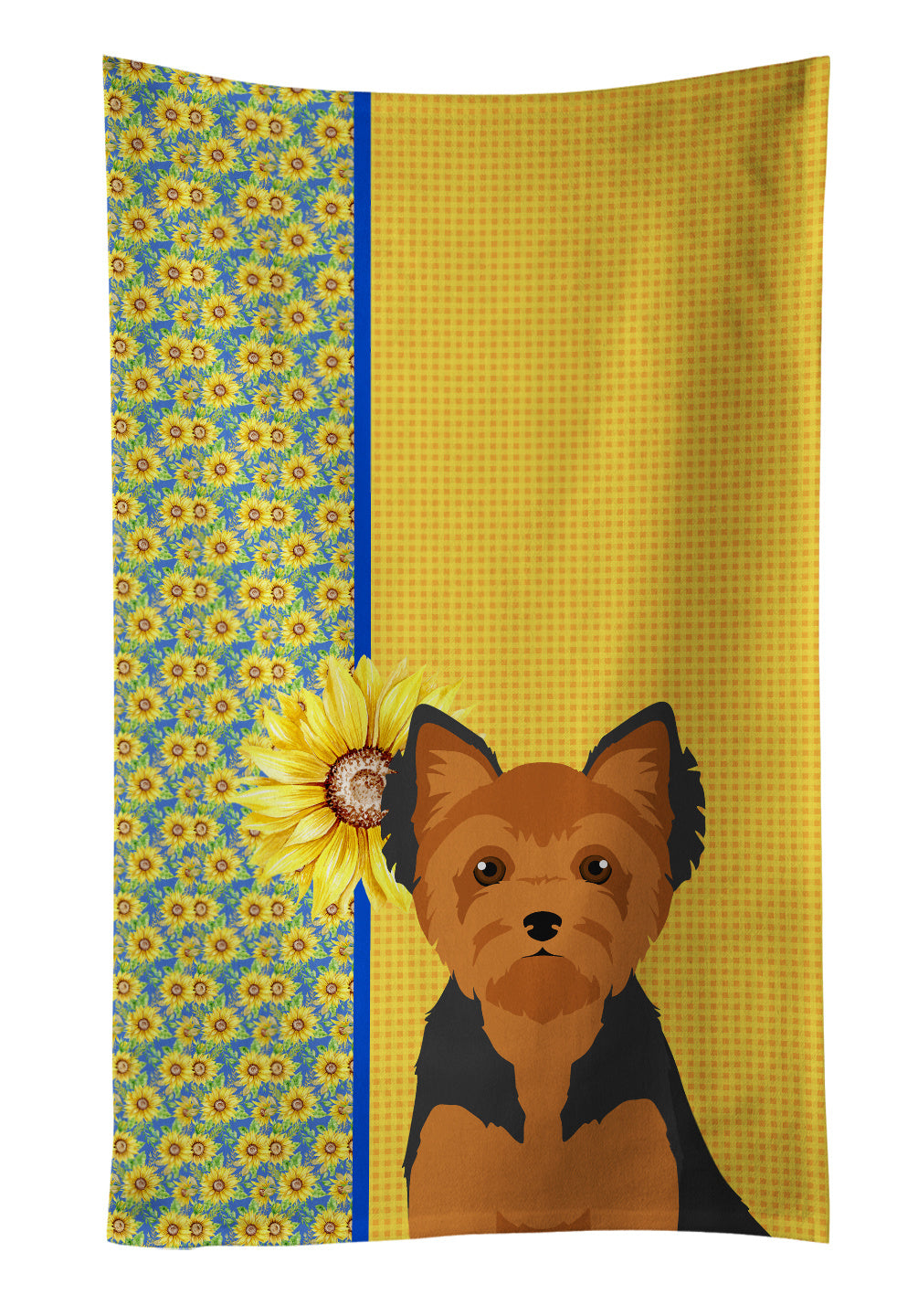 Summer Sunflowers Black and Tan Puppy Cut Yorkshire Terrier Kitchen Towel Dish Cloths Guest Hand Towel Decorative Bathroom Towel for Face,Tea, Dishcloth, Kitchen and Bath