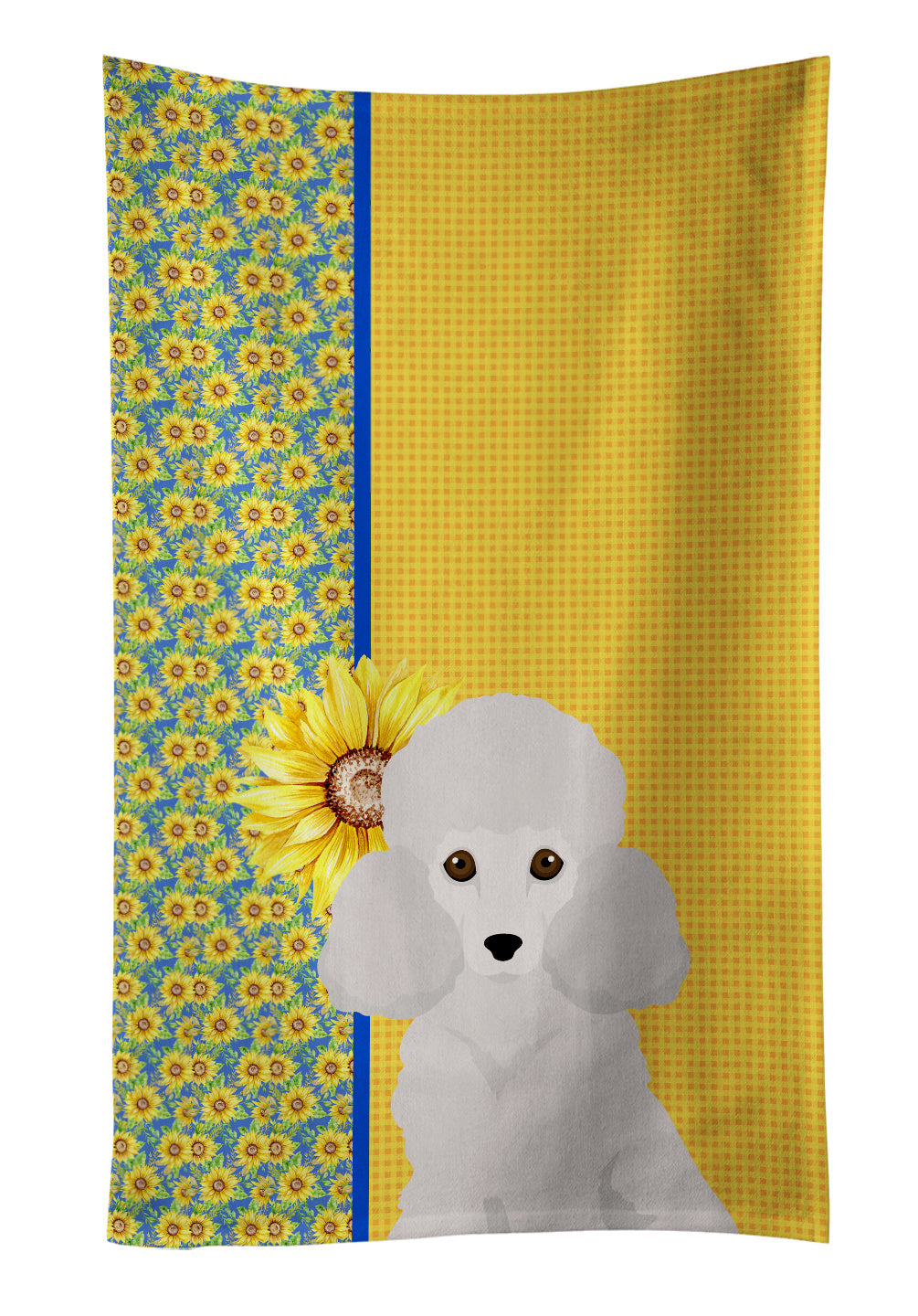 Summer Sunflowers Toy White Poodle Kitchen Towel Dish Cloths Guest Hand Towel Decorative Bathroom Towel for Face,Tea, Dishcloth, Kitchen and Bath