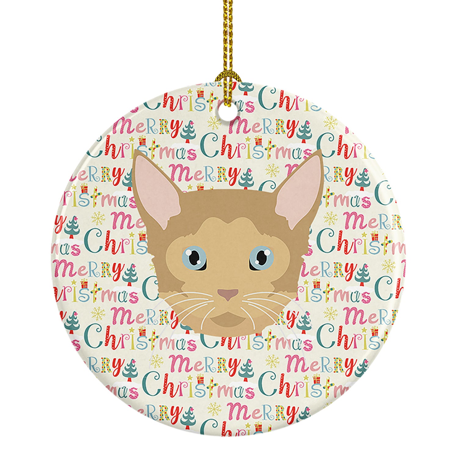 German Rex Cat Christmas Ceramic Ornament Christmas Tree Hanging Decorations for Home Christmas Holiday, Party, Gift, 3 in, Multicolor