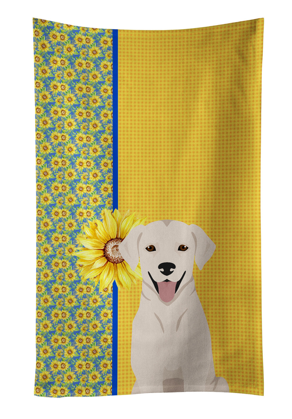 Summer Sunflowers White Cream Labrador Retriever Kitchen Towel Dish Cloths Guest Hand Towel Decorative Bathroom Towel for Face,Tea, Dishcloth, Kitchen and Bath