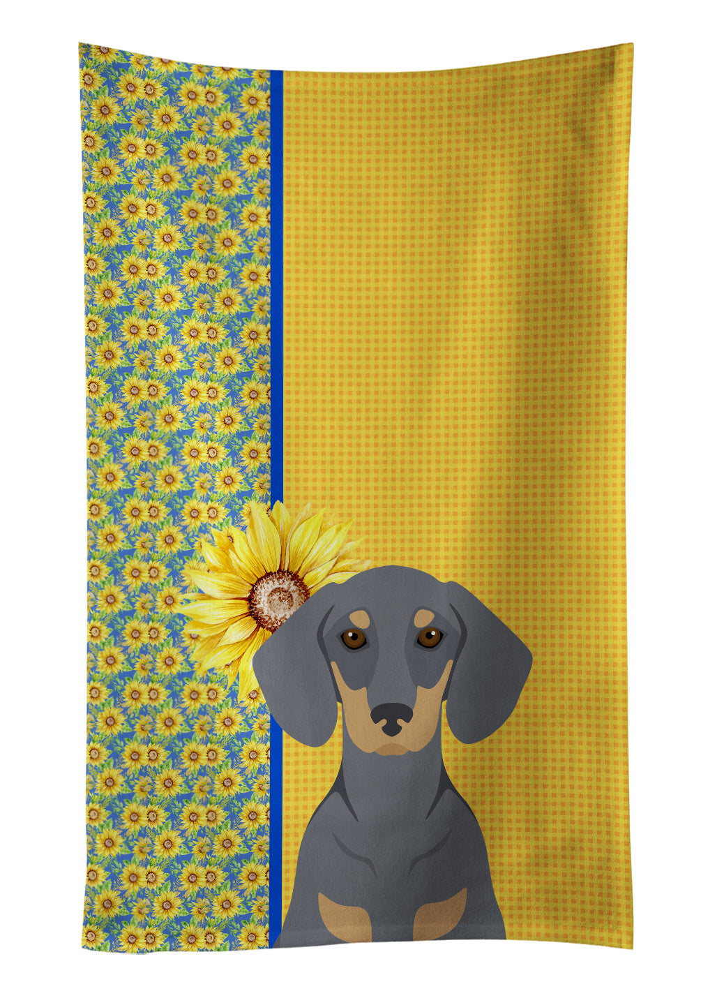 Summer Sunflowers Blue and Tan Dachshund Kitchen Towel Dish Cloths Guest Hand Towel Decorative Bathroom Towel for Face,Tea, Dishcloth, Kitchen and Bath