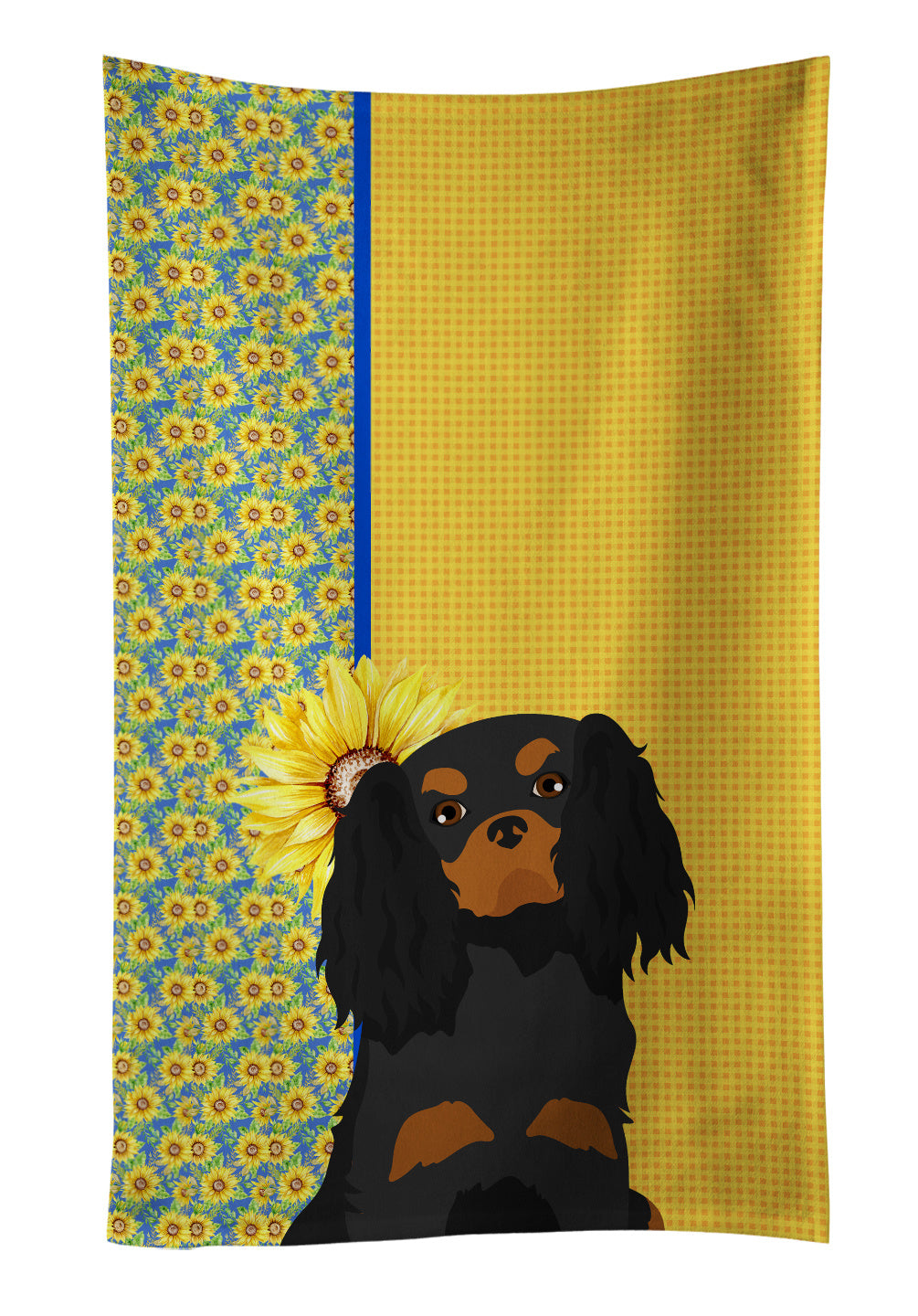 Summer Sunflowers Black and Tan Cavalier Spaniel Kitchen Towel Dish Cloths Guest Hand Towel Decorative Bathroom Towel for Face,Tea, Dishcloth, Kitchen and Bath