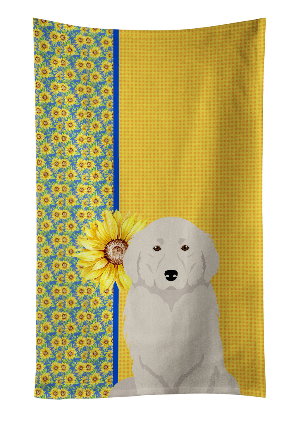 Summer Sunflowers Great Pyrenees Kitchen Towel Dish Cloths Guest Hand Towel Decorative Bathroom Towel for Face,Tea, Dishcloth, Kitchen and Bath