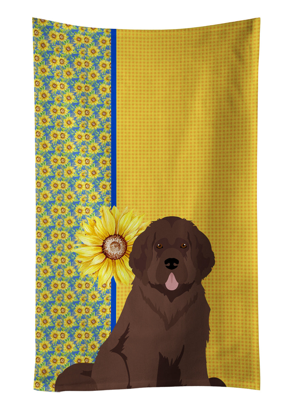 Summer Sunflowers Brown Newfoundland Kitchen Towel Dish Cloths Guest Hand Towel Decorative Bathroom Towel for Face,Tea, Dishcloth, Kitchen and Bath