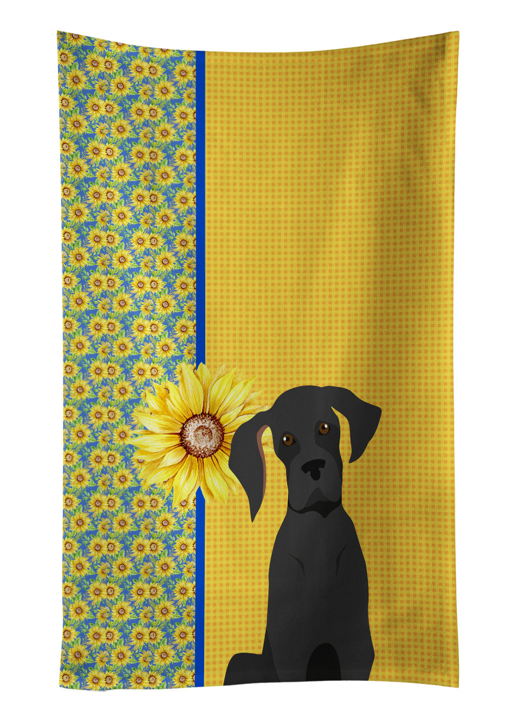 Summer Sunflowers Black Great Dane Kitchen Towel Dish Cloths Guest Hand Towel Decorative Bathroom Towel for Face,Tea, Dishcloth, Kitchen and Bath