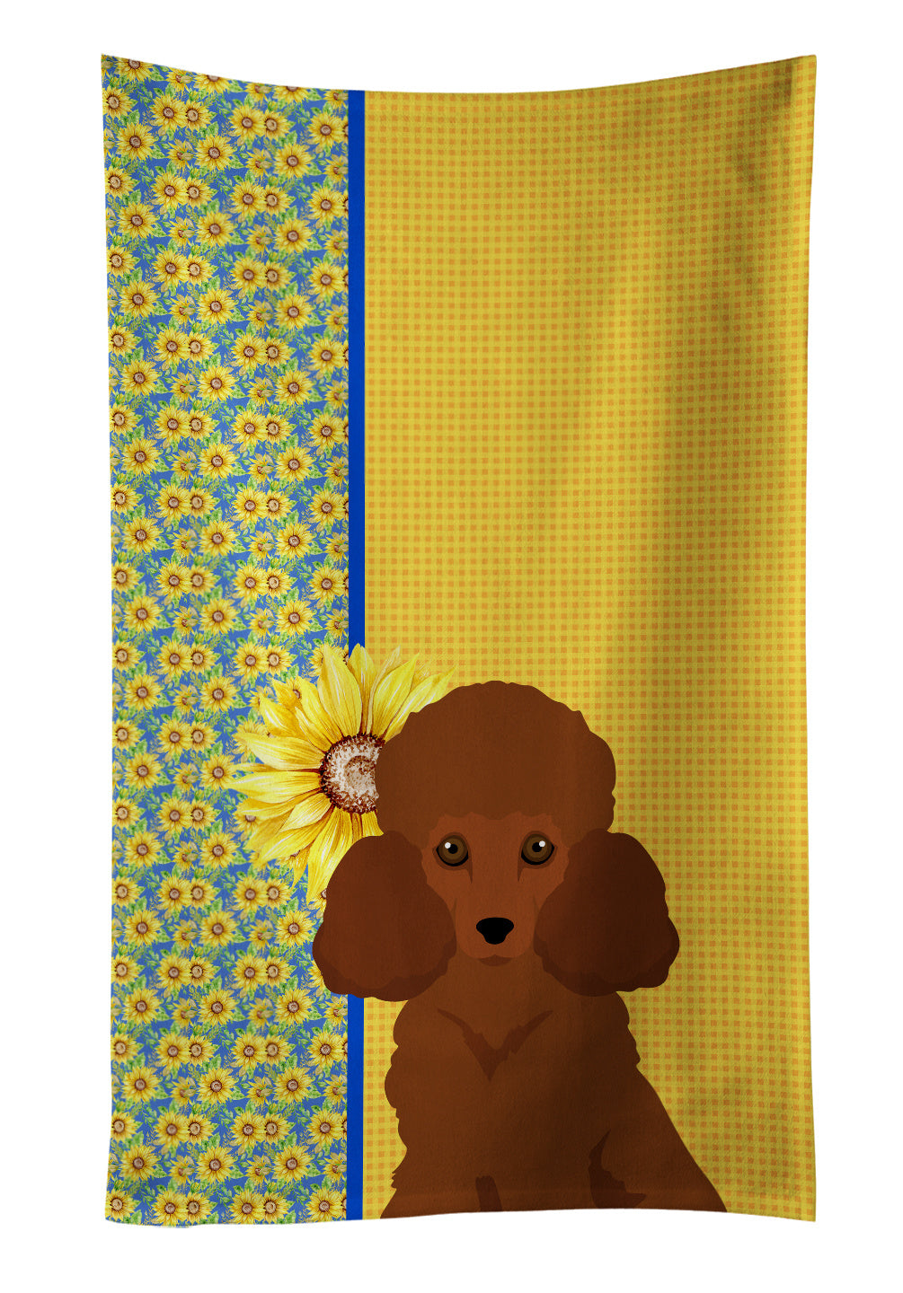 Summer Sunflowers Toy Red Poodle Kitchen Towel Dish Cloths Guest Hand Towel Decorative Bathroom Towel for Face,Tea, Dishcloth, Kitchen and Bath