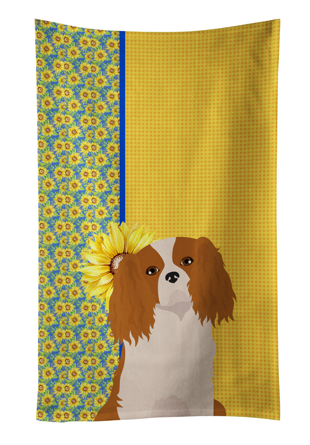 Summer Sunflowers Blenheim Cavalier Spaniel Kitchen Towel Dish Cloths Guest Hand Towel Decorative Bathroom Towel for Face,Tea, Dishcloth, Kitchen and Bath