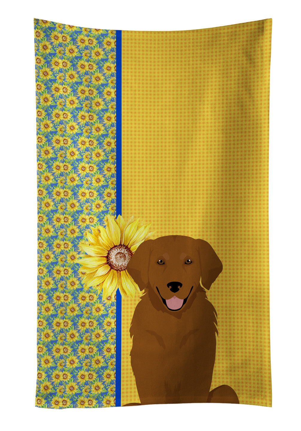 Summer Sunflowers Mahogany Golden Retriever Kitchen Towel Dish Cloths Guest Hand Towel Decorative Bathroom Towel for Face,Tea, Dishcloth, Kitchen and Bath