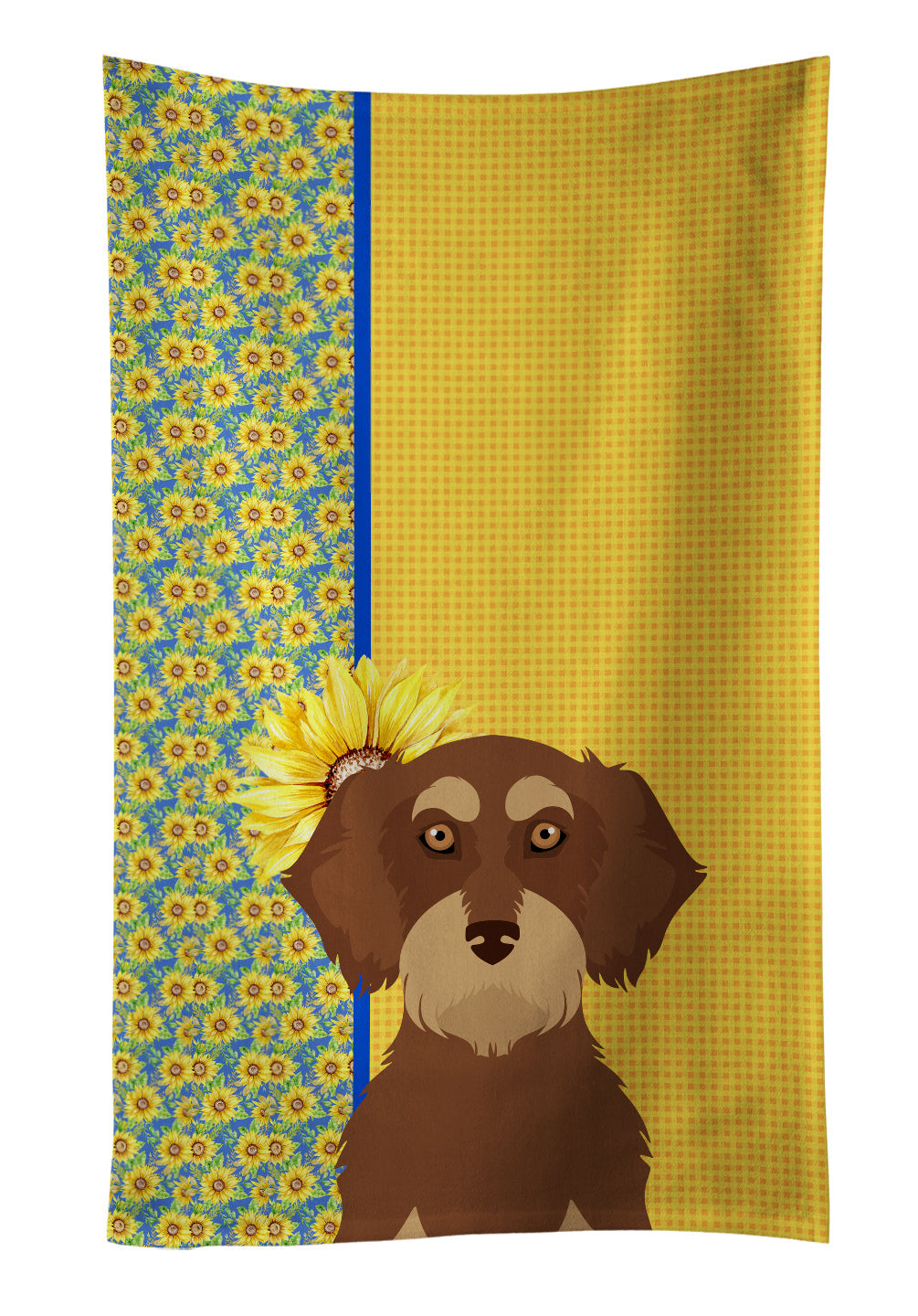 Summer Sunflowers Wirehair Red and Tan Dachshund Kitchen Towel Dish Cloths Guest Hand Towel Decorative Bathroom Towel for Face,Tea, Dishcloth, Kitchen and Bath