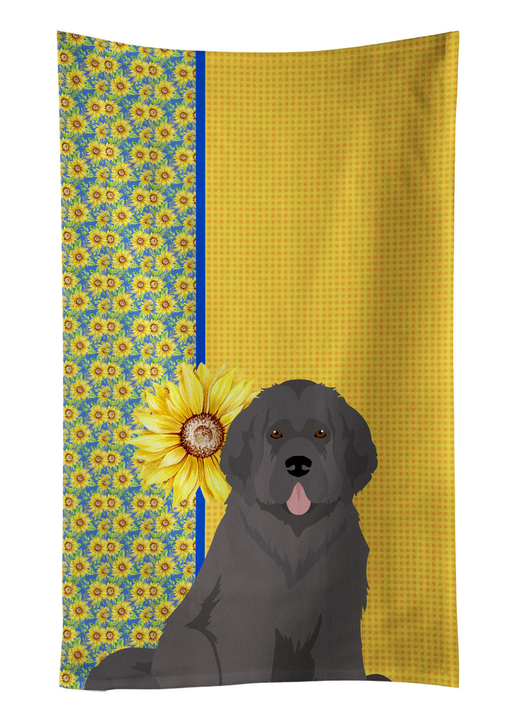 Summer Sunflowers Grey Newfoundland Kitchen Towel Dish Cloths Guest Hand Towel Decorative Bathroom Towel for Face,Tea, Dishcloth, Kitchen and Bath