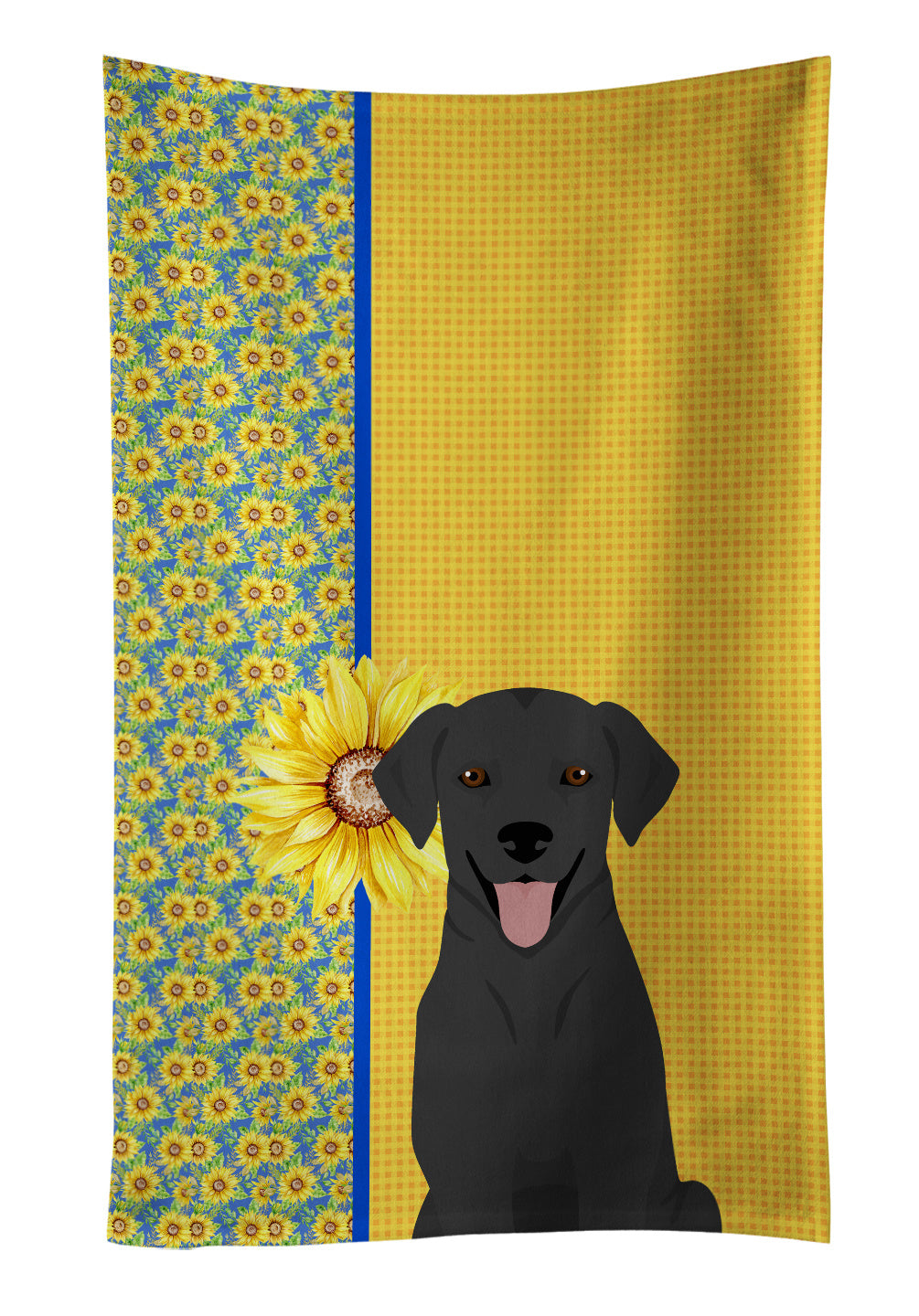 Summer Sunflowers Black Labrador Retriever Kitchen Towel Dish Cloths Guest Hand Towel Decorative Bathroom Towel for Face,Tea, Dishcloth, Kitchen and Bath