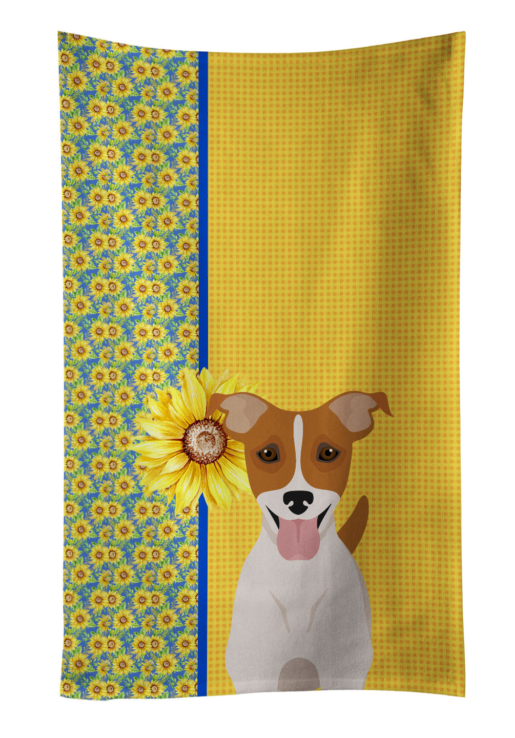 Summer Sunflowers Brown White Smooth Jack Russell Terrier Kitchen Towel Dish Cloths Guest Hand Towel Decorative Bathroom Towel for Face,Tea, Dishcloth, Kitchen and Bath