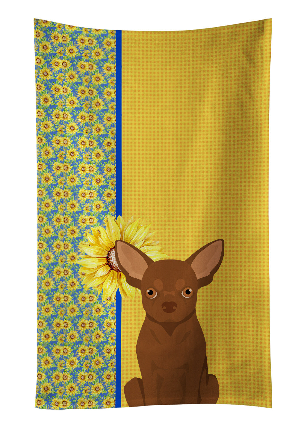 Summer Sunflowers Chocolate Chihuahua Kitchen Towel Dish Cloths Guest Hand Towel Decorative Bathroom Towel for Face,Tea, Dishcloth, Kitchen and Bath