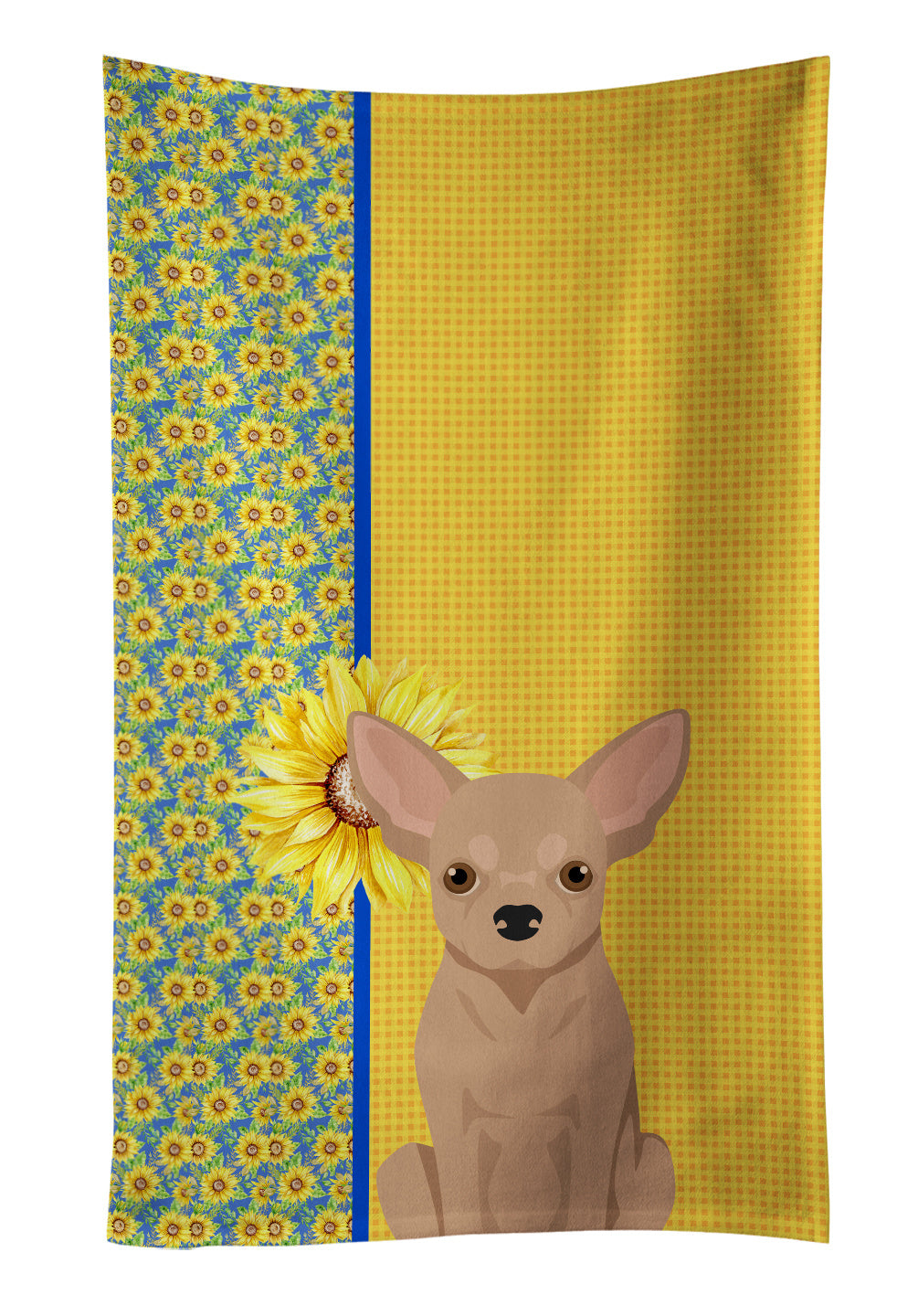 Summer Sunflowers Cream Chihuahua Kitchen Towel Dish Cloths Guest Hand Towel Decorative Bathroom Towel for Face,Tea, Dishcloth, Kitchen and Bath